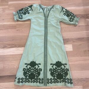 Embroidered Green Midi Dress
